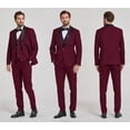 thumbnail image 6 of ETHAN Men's Suit Slim Fit 3 Piece Suit Double Breasted Suit One Button Formal for Wedding Prom Suits Deep Red 5XL, 6 of 8