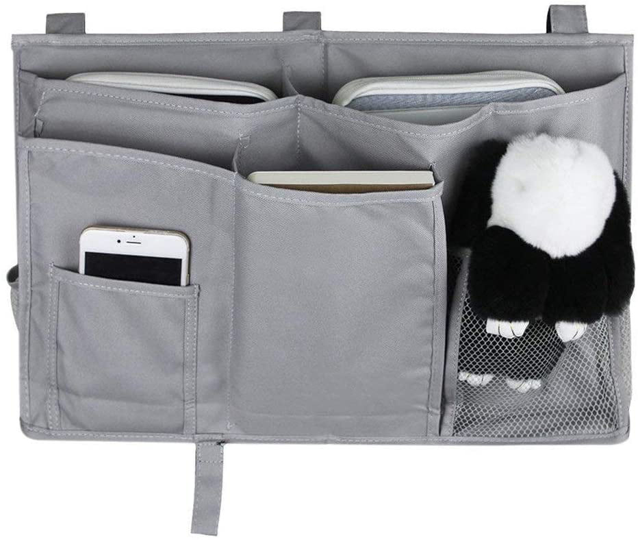 UOTYLE Hanging Bed Organizer Storage Bag Pocket Bedside Caddy for Bunk and Hospital Beds Dorm Rooms Bed Rails,Camp 8 Pockets Gray