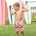 thumbnail image 4 of FORMRS Boys Swim Trunks Quick Dry Mesh Liner Boardshorts Sizes XS-XL, Pink Christmas Santa, 4 of 7