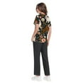 thumbnail image 4 of WTOBBY Plus Size Women's Short Sleeve Printed Scrubs Set, V-Neck with Pockets, Animal Floral Design, 2-Piece Nursing Uniform, Medical Workwear for Healthcare Workers,Brown XL, 4 of 6