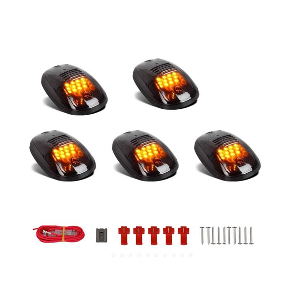 NPAUTO 5 luces LED de cabina de color ámbar ahumado de repuesto para Dodge Ram 1500 2500 3500 4500 5500 luces de techo con arnés de cableado