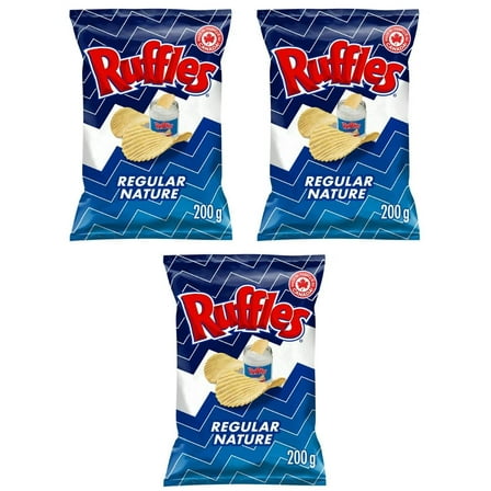 Ruffles Regular Potato Chips, 200g (Imported from Canada) (3 Pack)