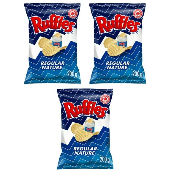 Ruffles Regular Potato Chips, 200g (Imported from Canada) (3 Pack)