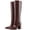 Burgundy, variant on Women's Croc-Embossed Knee High Boots Pointed Toe Chunky Block Heel Flexible Tall Boots Fall Winter Dress Shoes