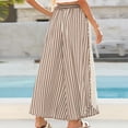 thumbnail image 3 of Sewkxo Womens Summer Palazzo Pants Casual Loose Striped Wide Leg Pants Elastic Waist Lounge Trousers,Brown XL, 3 of 6