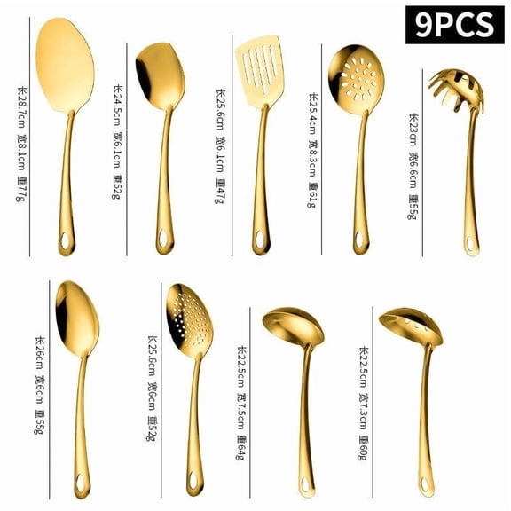 START MAKERS Golden Kitchen Utensils Set 9Pcs Stainless Steel Cookware Set Essentials for Home and Kitchen