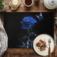 thumbnail image 2 of Placemats Set of 4, Blue Rose Place Mats Butterfly Splash Black Tablemats Washable Placemat Table Decoration for Kitchen Table Dinner Party Home Decor Indoor Outdoor 13x19 Inch, 2 of 9