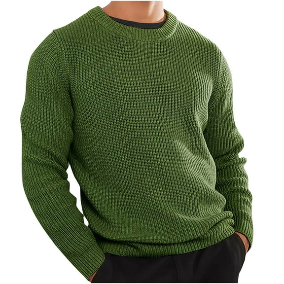 Ahabrexf Mens Sweaters and Pullovers,Knitwear Round Neck Casual Solid Color Bottoming Shirt