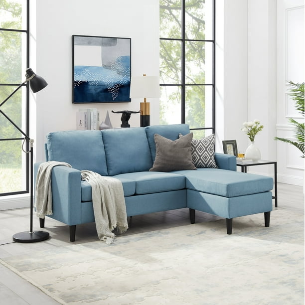 Mainstays Upholstered Apartment Reversible Sectional, Multiple Colors ...