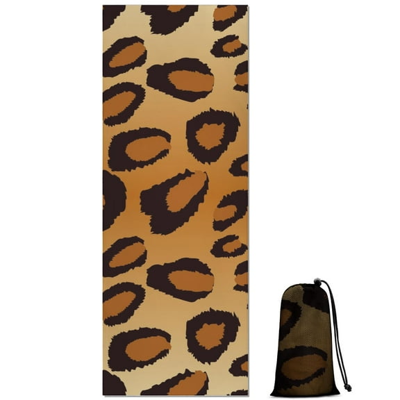 Gold and Black Of Leopard Print Hot Yoga Mat Towel Non Slip for Hot Yoga - Quick-Drying Yoga Mat Cover with 4 Corner Pockets with Travel Bag - Hot Yoga Towel Non Slip 70"x26"
