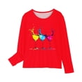 thumbnail image 4 of Odeerbi Toddler Boys Girls Long Sleeve Shirt Fall Winter Base Layer Cartoon Printed Undershirt Cute Print Shirts Crewneck Tops Dressy Casual Blouses Kids Clothes Red, 4 of 5