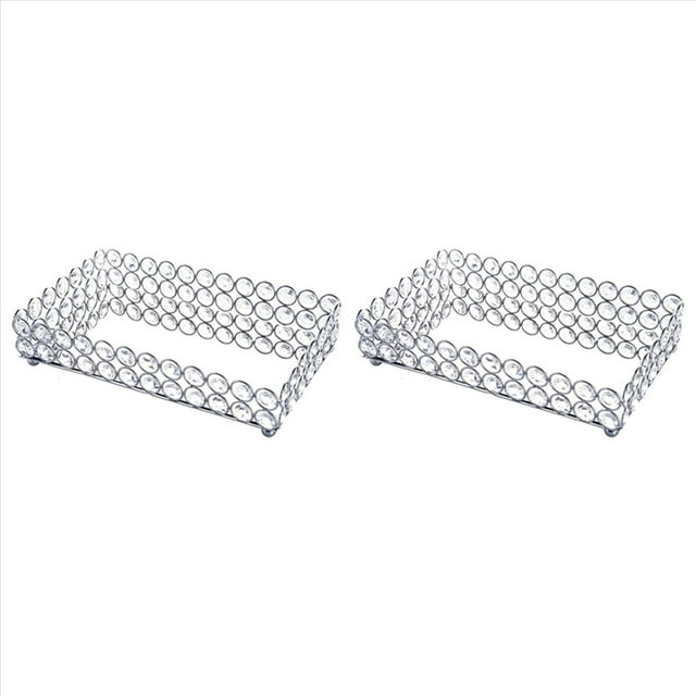 2X Bandeja de Cosméticos Rectangular de Cristal Organizador de Baratijas de Joyería Bandeja Decorativa con Espejo Organizador para El Cuidado de la Piel de Perfume