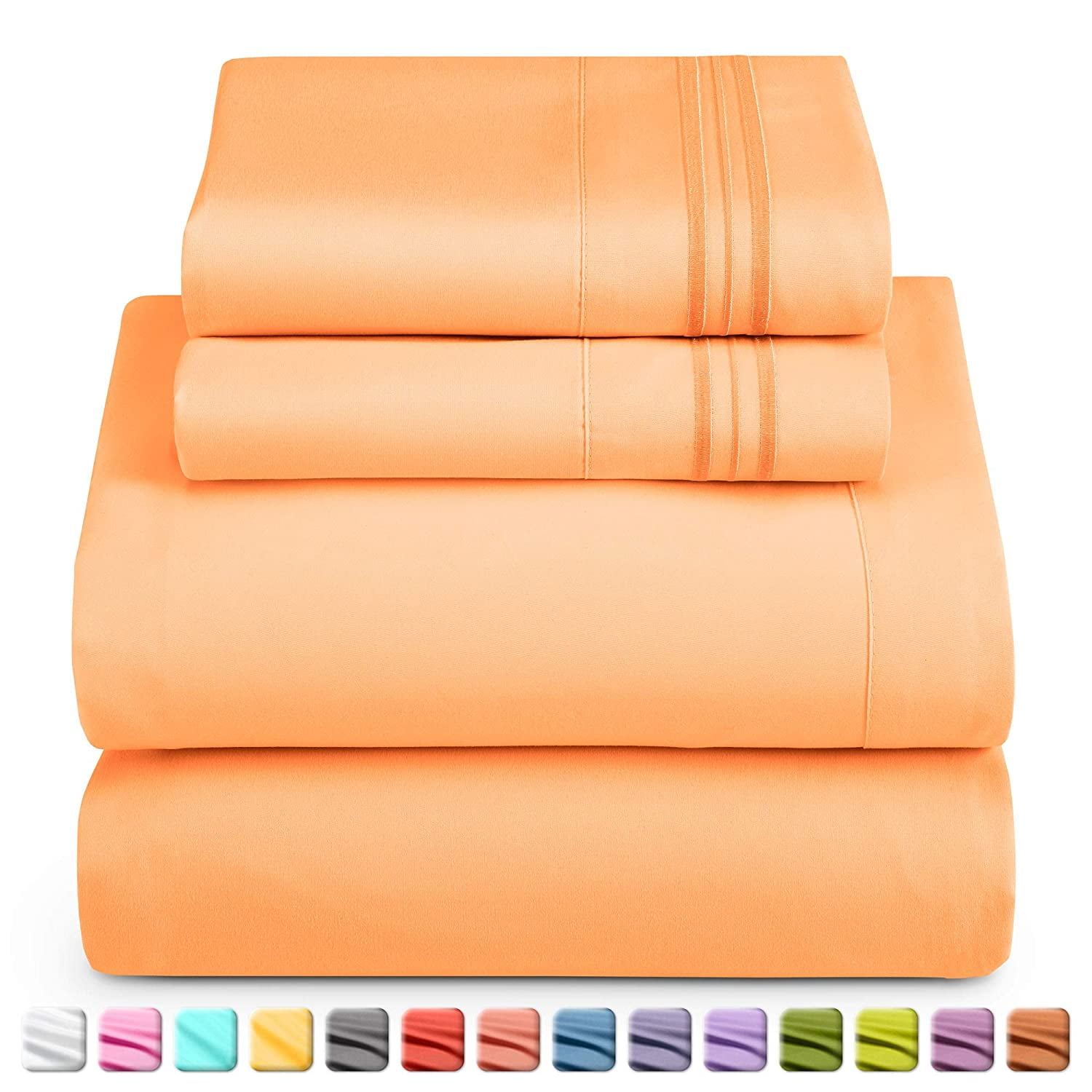Queen Size Bed Sheets Set by Nestl - Deep Pocket 4 Piece Bed Sheet Set - 1800 Hotel Luxury Soft Double Brushed Microfiber - Wrinkle, Fade, Stain Resistant - Hypoallergenic, Apricot Orange