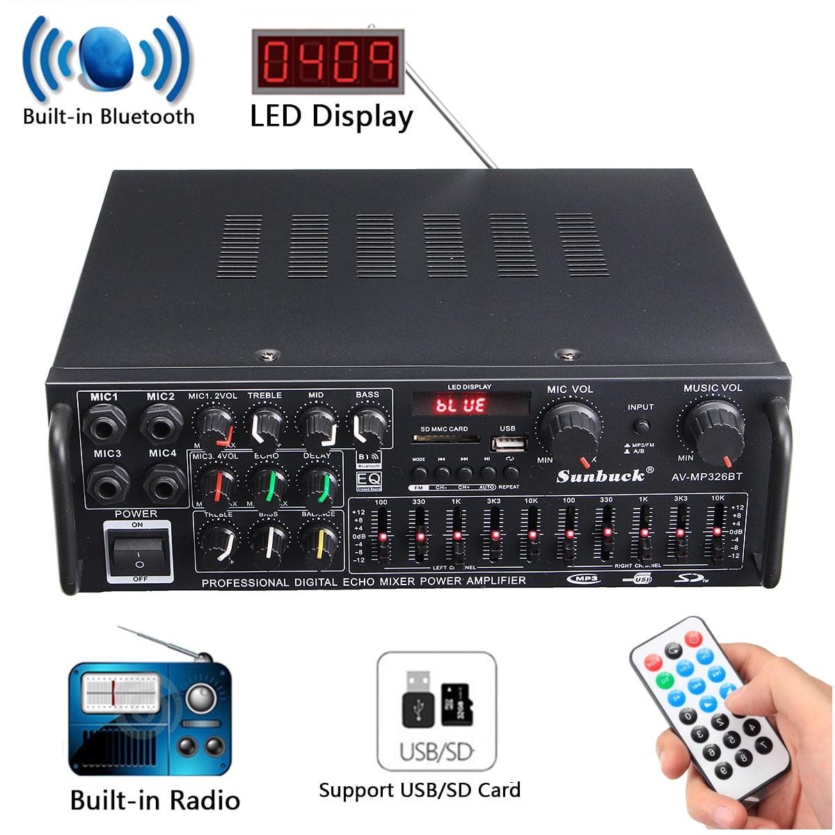 Home Theater Amplifier, 1200W 110V Digital Amplifier HIFI h Stereo