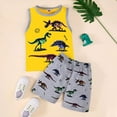 thumbnail image 2 of eczipvz Toddler Shorts Boys 3t Toddler Baby Boy Clothes Shorts Set Dinosaur Print Shirt Short Sleeve Top Solid Shorts Summer Outfit(Yellow,18-24 Months), 2 of 6