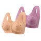 thumbnail image 1 of Karight 2-Pack Front Closure Daisy Bras for Women Comfort Wireless Full Coverage Button Front Everyday Bra for Seniors, 1 of 2