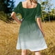 thumbnail image 3 of Bosque verde acuarela Ombre (verde/blanco) vestido de manga corta vestido para mujer Ropa de mujer vestidos de moda para mujer, 3 of 6