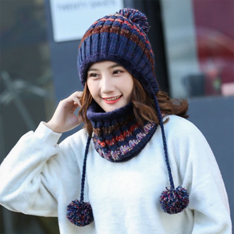 Hat Scarf Set for Women Girls, Knit Beanie Hat Scarf Mask  display picture 1