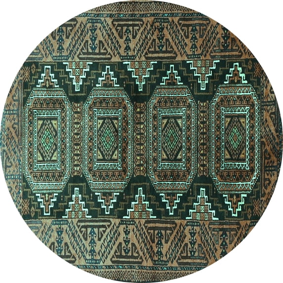 Ahgly Company Indoor Round Persian Turquoise Blue Traditional Area Rugs, 8' Round