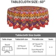 thumbnail image 2 of Mandala Red Vintage Waterproof Picnic Patio Party Round Table Cloth Cover Decorations Fabric 60 Inch Circular Tablecloth for 20-47 Inch Home Dining Room Kitchen Decor, 2 of 6