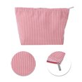 thumbnail image 4 of Unique Bargains 1 Pc Seersucker Stripes Makeup Bag Red White Polyester, 4 of 5