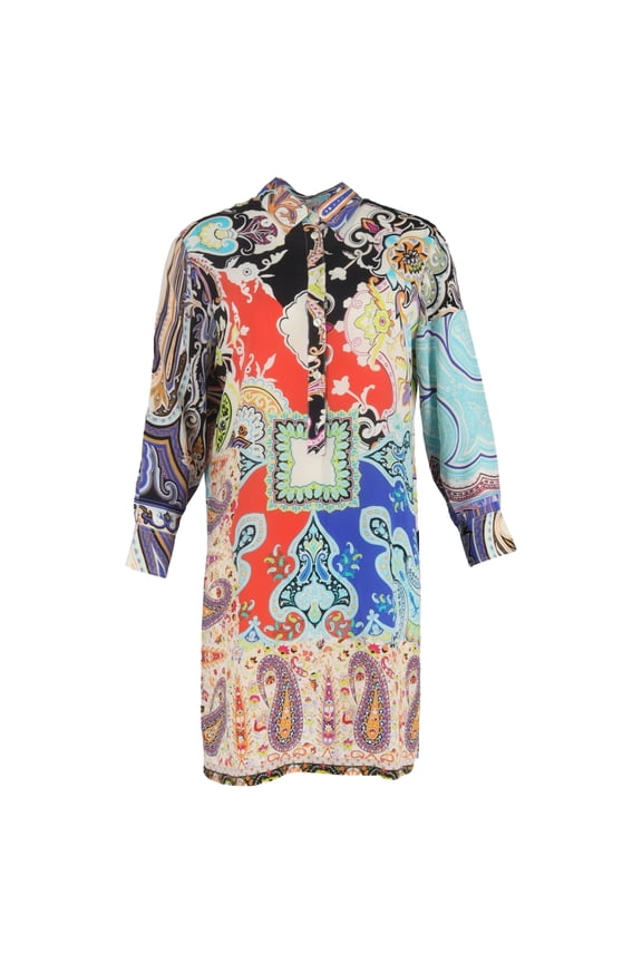 Pre-Owned Etro Knee Length Printed Dress in Multicolor Silk