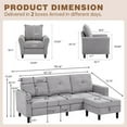 thumbnail image 6 of Pingliang Home Furniture Set Convertible Sectional Sofa and Storage Ottoman and Accent Chair,3 Seat L-shaped Sofa Couch with Reversible Footstool and Armchair for Living Room Apartment Office Studio, 6 of 9