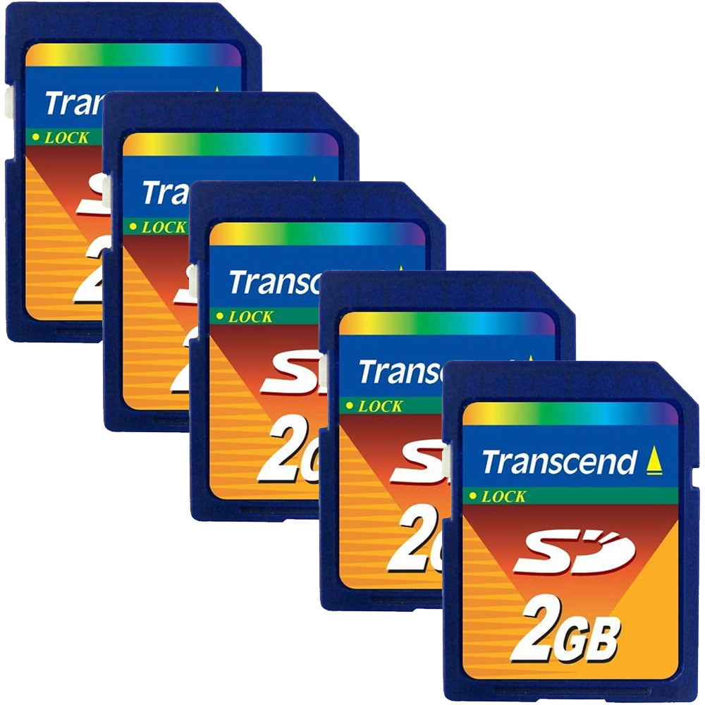 pack of 5 Transcend 2 GB SD Flash Memory Card TS2GSDC 