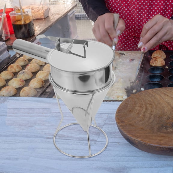 VORCOOL Pancake Maker Funnel Lid Silver Stainless Steel 1Set