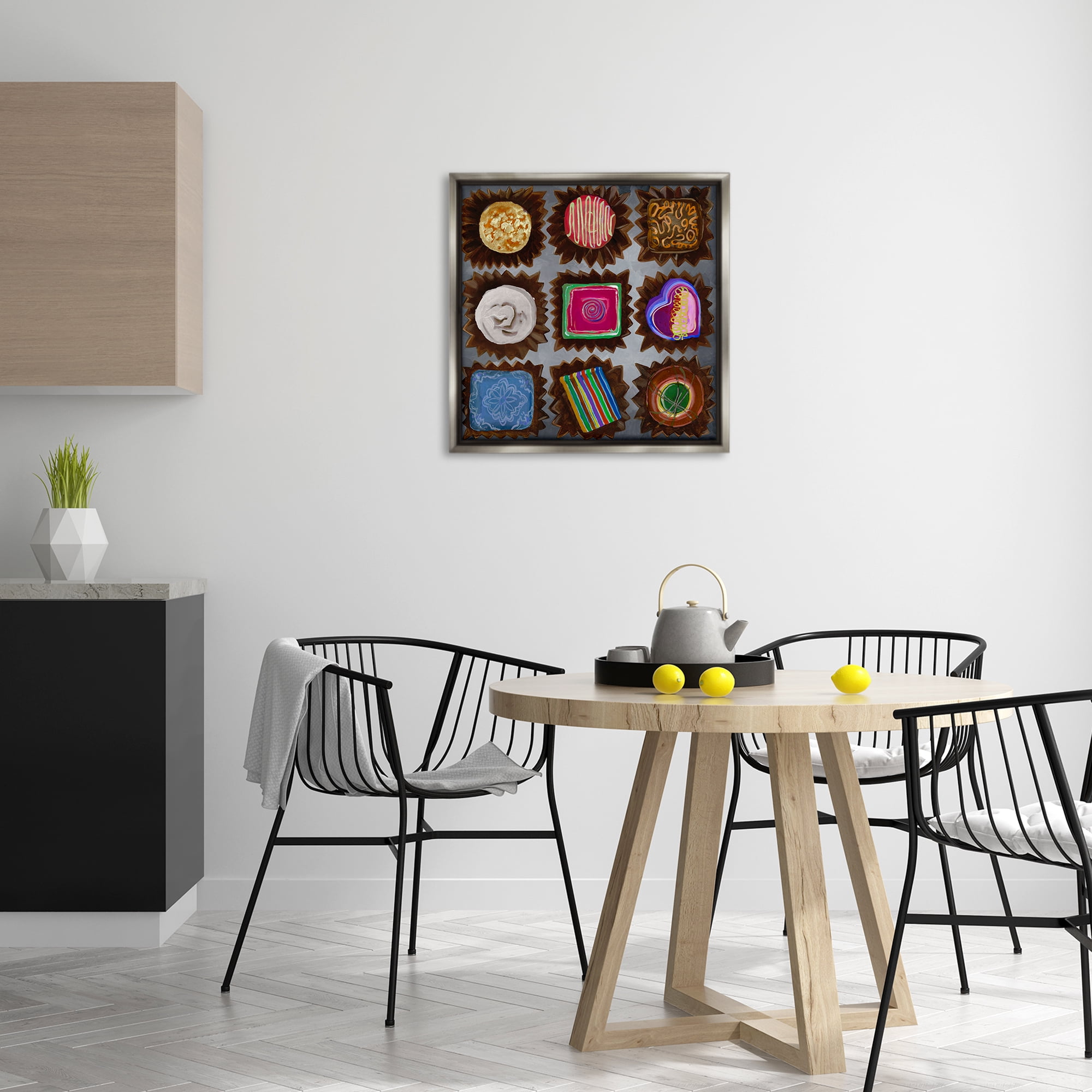Stupell Industries Mixed Chocolate Pieces Food & Beverage Painting Gray Floater Framed Canvas Art Print Wall Art, 25 x 25