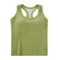 thumbnail image 2 of LYEAA Tank Top with Built in Bra Padded Sleeveless Crew Neck Basic Summer Casual Cropped Undershirt Solid Racerback Beach Pullover Vest Breathable Soft Loungewear Womens Going Out Clothes Green L, 2 of 6