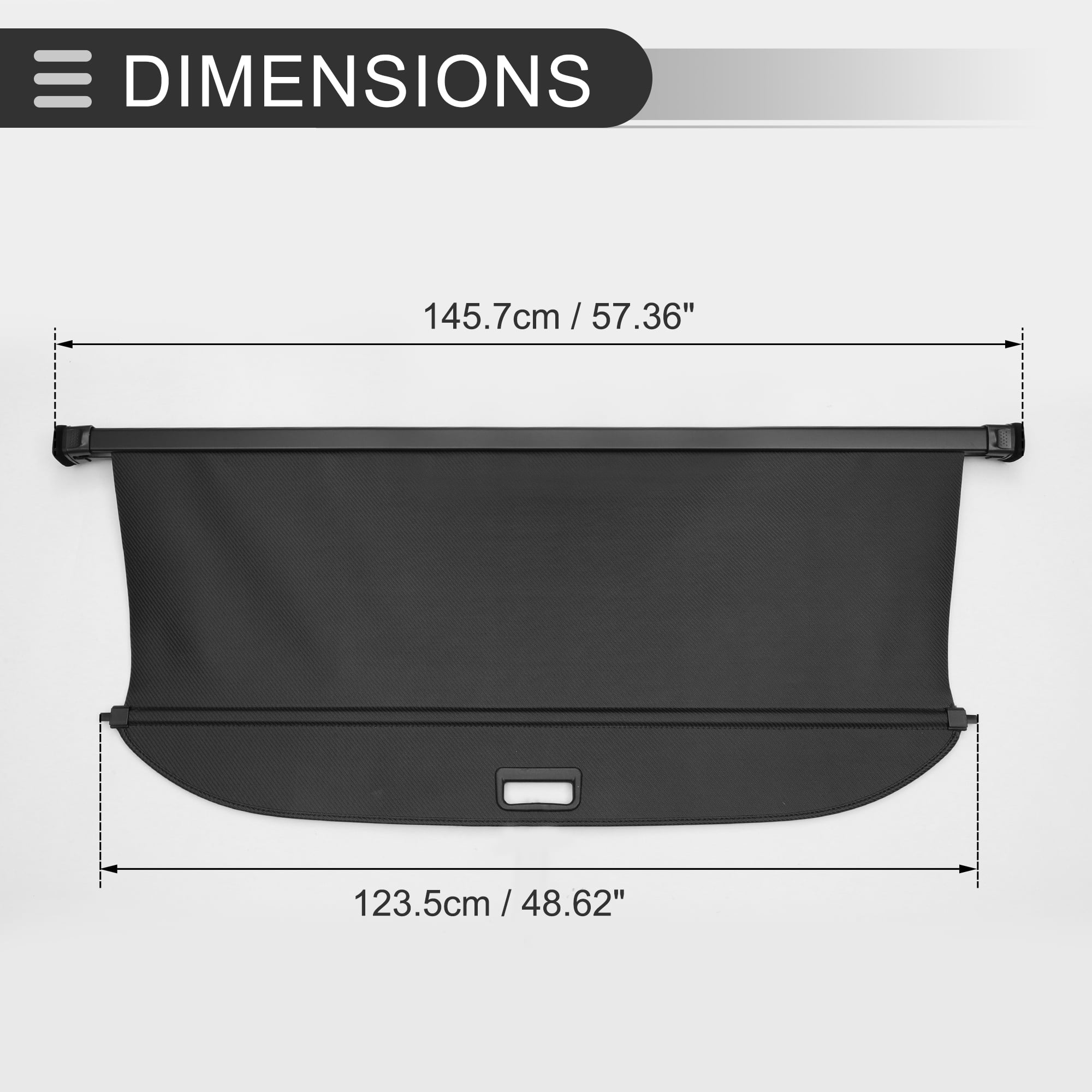 Unique Bargains Retractable Cargo Cover Black for Volkswagen Atlas 2020-2024