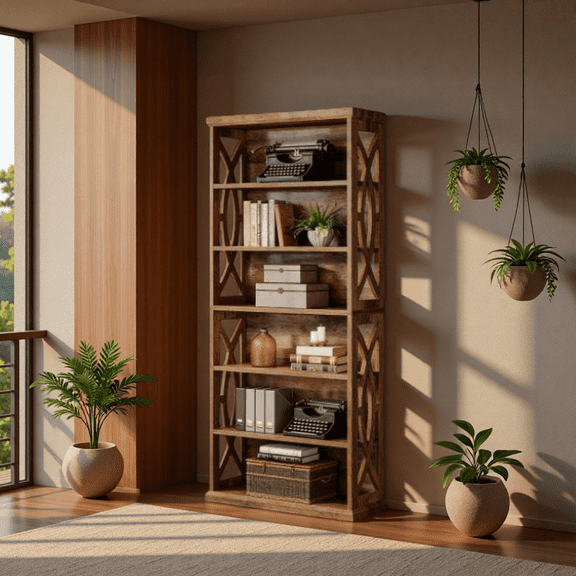 MIDOQIN 6-Tier Bookcase, 70.92" Tall Farmhouse Bookshelves & Bookcases, Floor Standing Bookshelf Display Storage Shelves for Home Office, Living Room