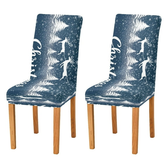 BZSMCE Chairs Slipcovers Dining Chair Covers Elegant Reindeer Soaring on Snowflake Pattern Creative Pattern