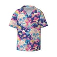 thumbnail image 2 of Lsque Skull rainbow color space print Men's Cuban Collar Short Sleeve Shirt Summer Beachwear Casual Button Down Fashionable Vacation Leisure Shirt-4X-Large, 2 of 7
