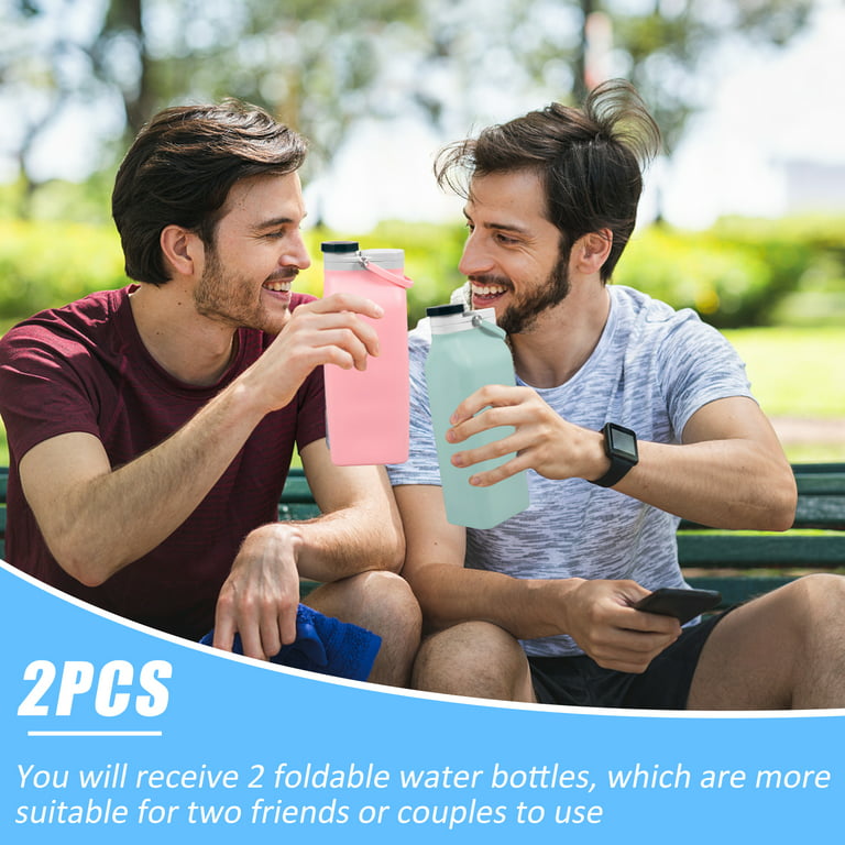 Lieonvis 2 Pcs Collapsible Water Bottle BPA Free - Foldable Water Bottle for Travel Sports Bottles with Triple Leak Proof Lightweight 20oz, Size: 7