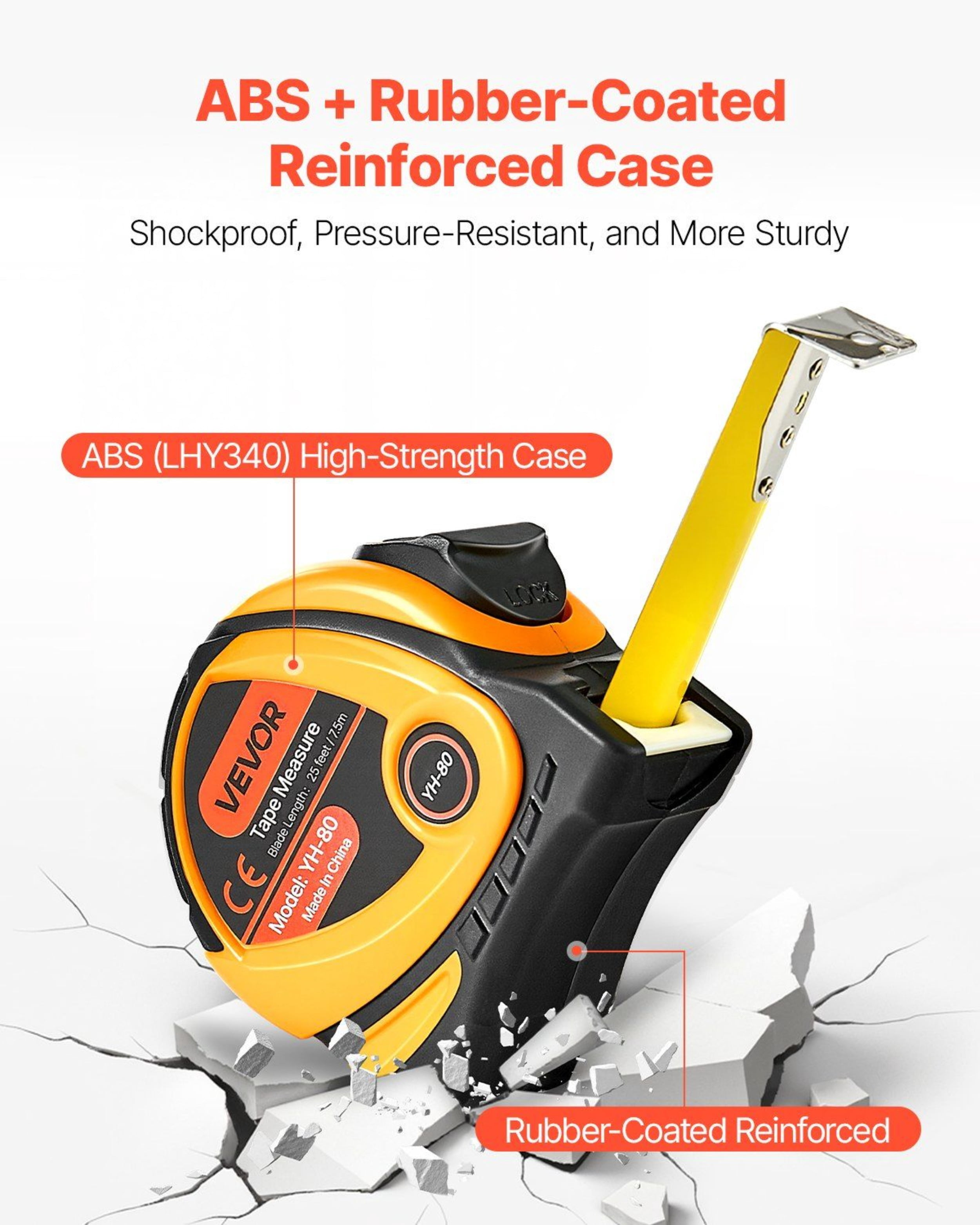 Yellow 2-piece Long Tape Measure, Extendable, with Dual Scales for Both Imperial and Metric Feet/meters, ABS Casing, Suitable for Home Use and Designers.