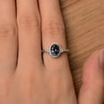 thumbnail image 4 of oval alexandrite promise ring 14K Solid White Gold Ring June birthstone color changing halo wedding ring, 4 of 4