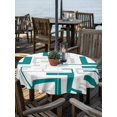 thumbnail image 2 of Outdoor Tablecloth with Umbrella Hole for Patio/Picnic/Party/Camping, Modern Geometric Teal Waterproof Table Cloth Round Cover Washable, Abstract Minimalist Artwork Lines (Dia 60"), 2 of 8