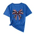 thumbnail image 5 of QUNYINEY Crew Neck Women's Shirts Casual Short Sleeve Independence Day Tops Knot Loose Summer Pullover Women's Tops, 5 of 5