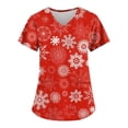 thumbnail image 2 of Uniforme de enfermera navideño para mujer, mono con cuello en V y manga corta con estampado de copos de nieve navideños, uniforme de trabajo médico para el cuidado de la salud, 2 of 4