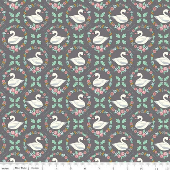 Swan Serenade Odette Gray Cotton Fabric