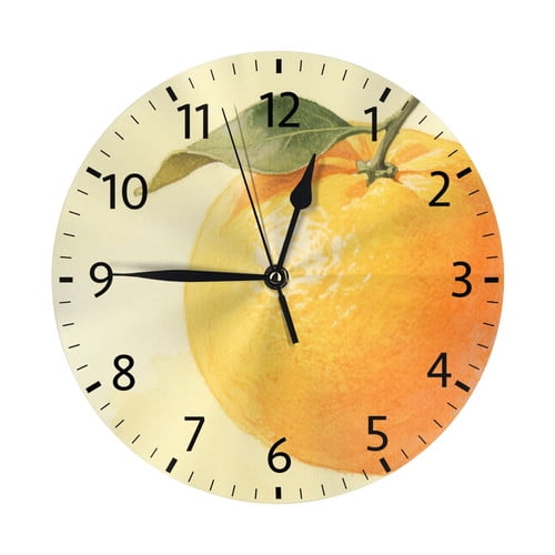 Zhmjortal Fruit Pattern Round Wall Clock Silent Non Ticking Battery Operated Clock 10 Inch, Kitchen,Home,Bathroom,Bedroom,Office or School