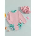 thumbnail image 3 of Suealasg Toddler Baby Girl Rash Guard Swimwear +Swimming Hat Bow Print Long Sleeve Swimsuits Romper Infant 2Pcs Summer Bathing Suits, 3 of 7