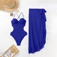 thumbnail image 4 of Women's Swimwear One Piece Fully Covered Solid Color Fashion Sexy No Buckle Adjustable Backless Bikinis Sets, 4 of 7