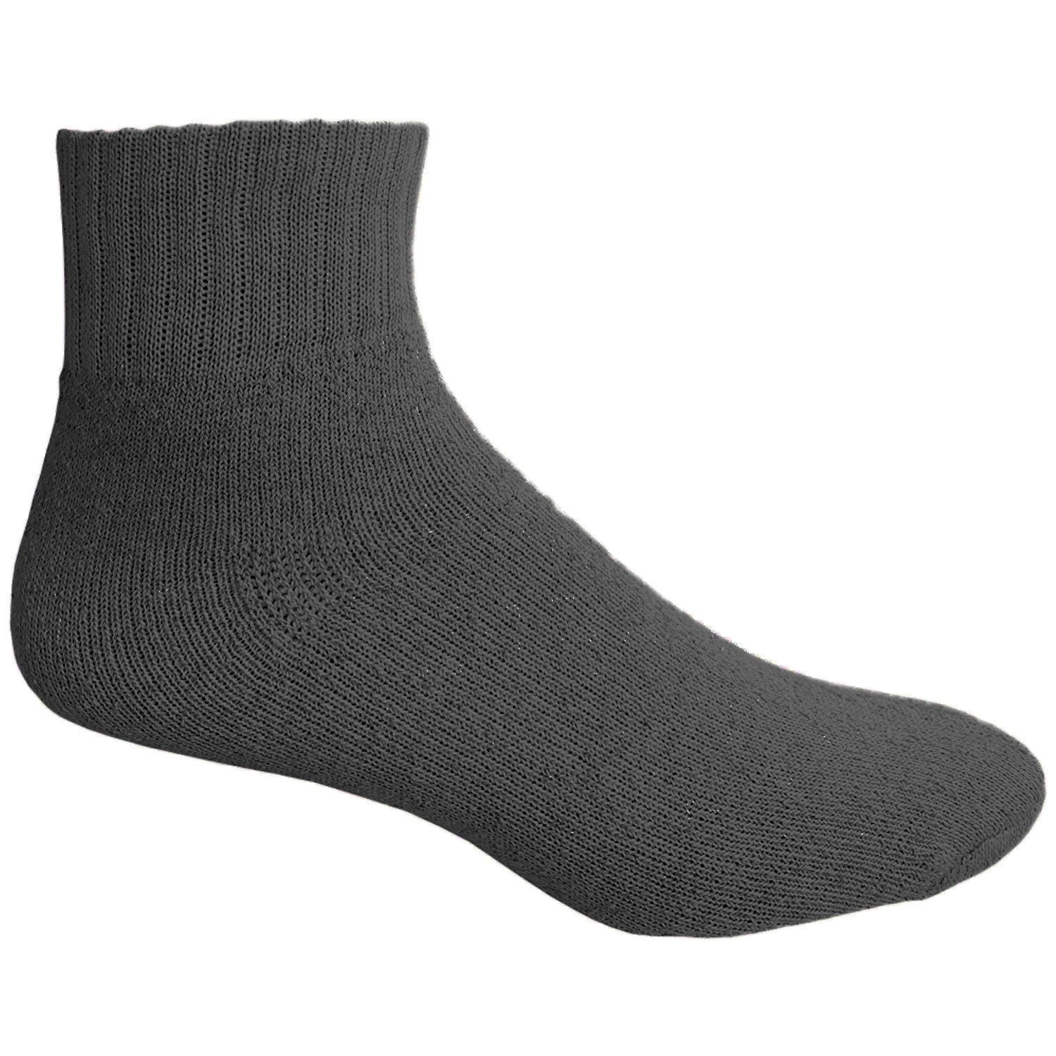 Physicians Approved Mens King Size Diabetics Cotton Quarter Ankle Socks - Plus Size Wholesale Diabetic Ankle Socks For Men - 13-16 - Black - 12 Pack