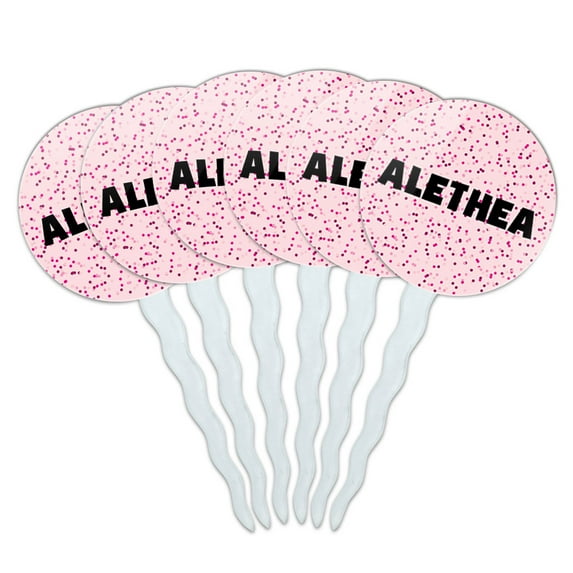 Alethea Cupcake Picks Toppers - Set of 6 - Pink Speckles