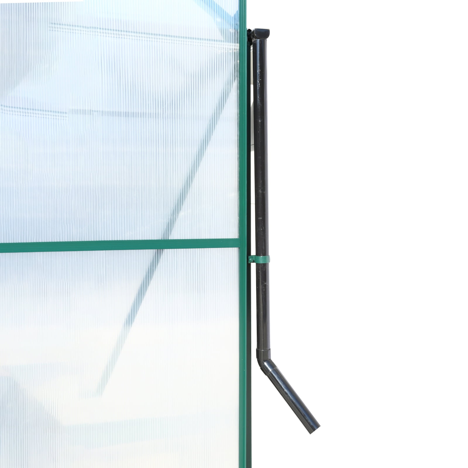 Ataucjin Polycarbonate Greenhouse, Walk In Greenhouse With Rain Sink, Sliding Door, Transparent Polycarbonate Panels, Aluminum Frame, Vent, Waterproof Outdoor Greenhouse