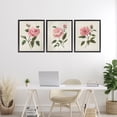 thumbnail image 2 of Stupell Industries Pink Rosie Rose Florals 3 Piece Black Framed Floater Canvas Set, design by Nan, 21 x 17, 2 of 9