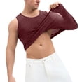 thumbnail image 6 of Fengqque Men's Sequin Tank Top Sparkly Metallic Sleeveless T Shirt Fitness Workout Summer Slim Fit Party Top Wine XL(XL), 6 of 6